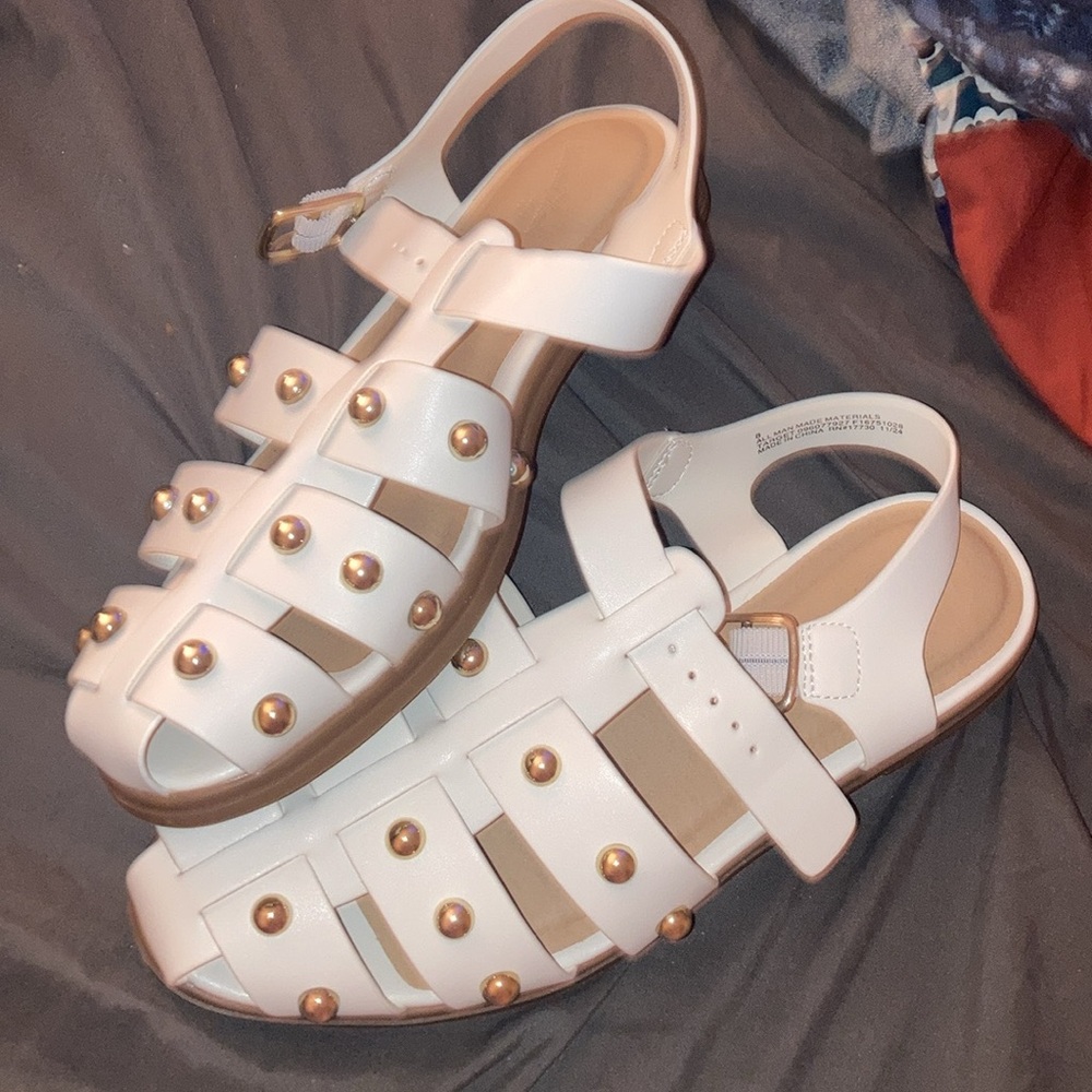 White Studded Sandals